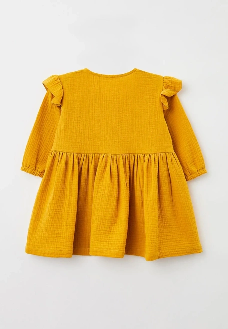 Платье летнее из муслина на пуговицах горчичного цвета