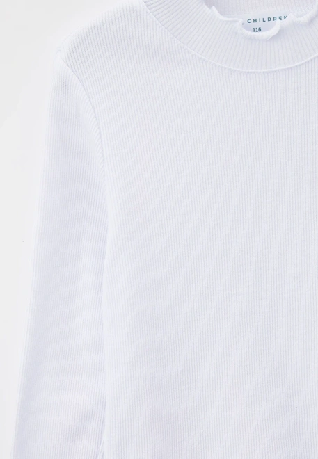 Водолазка белая школьная из ткани в рубчик с небольшим начесом