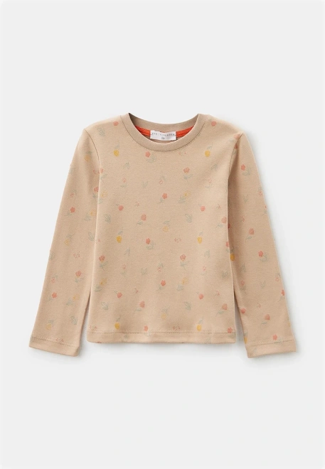 Лонгслив для девочек с цветочными принтом