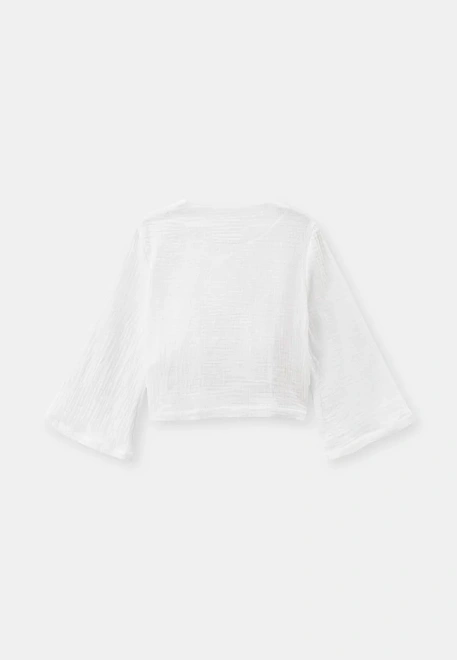 Костюм из блузки-кимоно и широких брюк из муслина