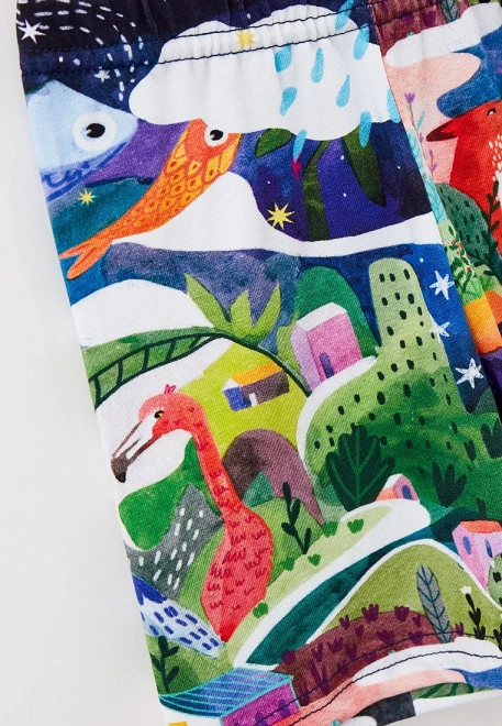 Шорты трикотажные с ярким сказочным принтом