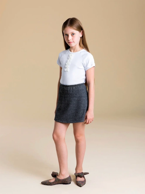 Юбка мини из мягкого костюмного трикотажа в елочку