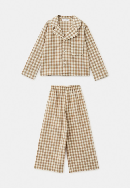 Пижама Джиди из хлопка в клетку оливкового цвета
