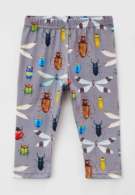Леггинсы для малышей с рисунком насекомые на сером фоне