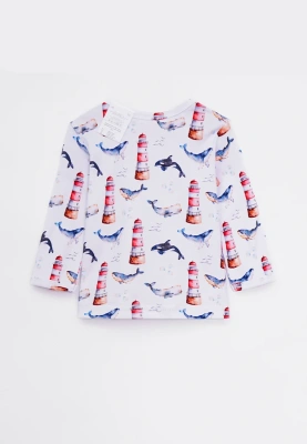 Лонгслив для малышей из хлопка с принтом киты