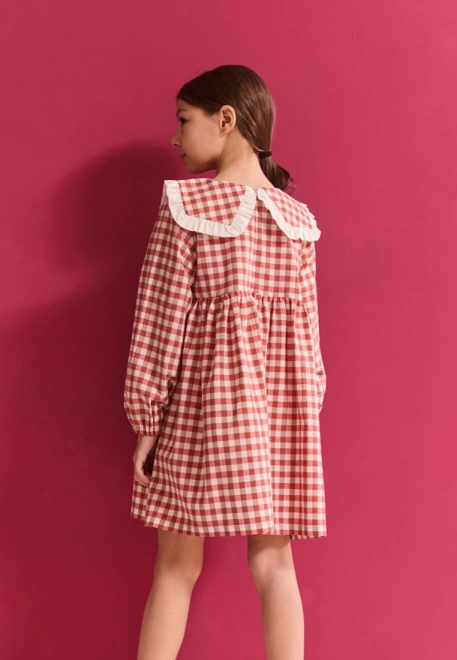 Платье Мона из хлопка в красном и белом цвете