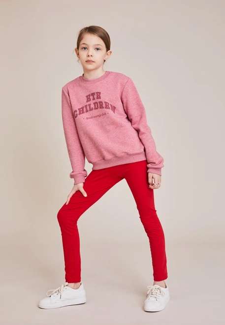 Свитшот розовый из футера с принтом 