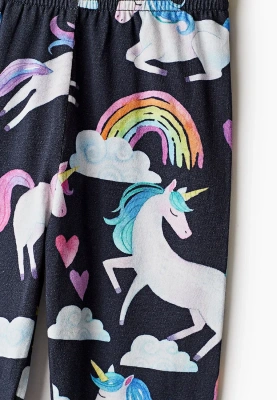 Леггинсы из тонкого трикотажа с принтом единороги 