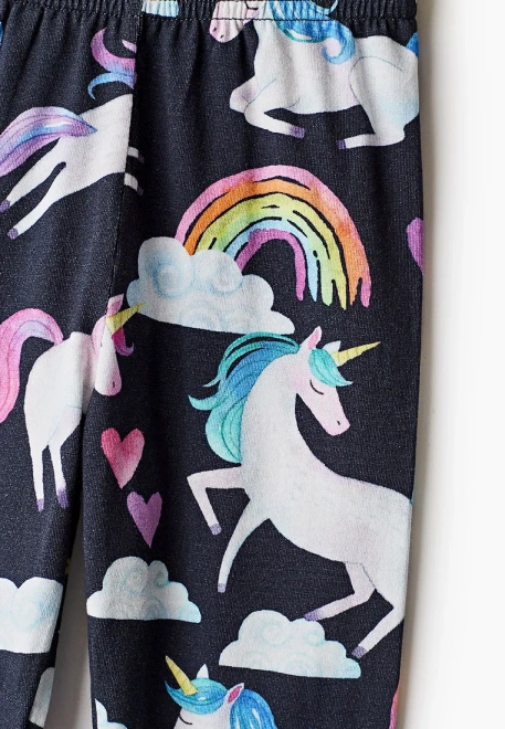 Леггинсы из тонкого трикотажа с принтом единороги 