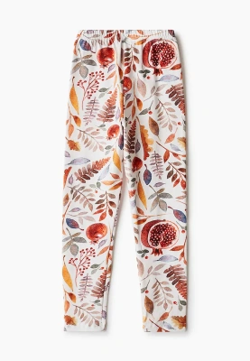 Леггинсы с гранатом и цветами в молочном окрасе