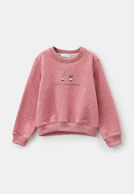 Свитшот розовый из футера с принтом веспа 