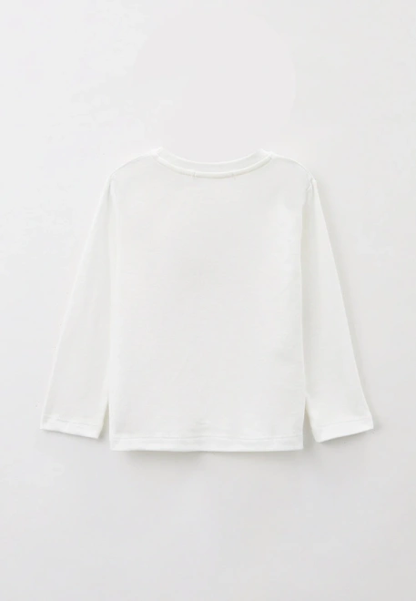 Лонгслив прямого кроя из трикотажа молочного цвета с принтом полумесяц