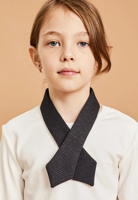 Галстук школьный на кнопке в мелкую клетку