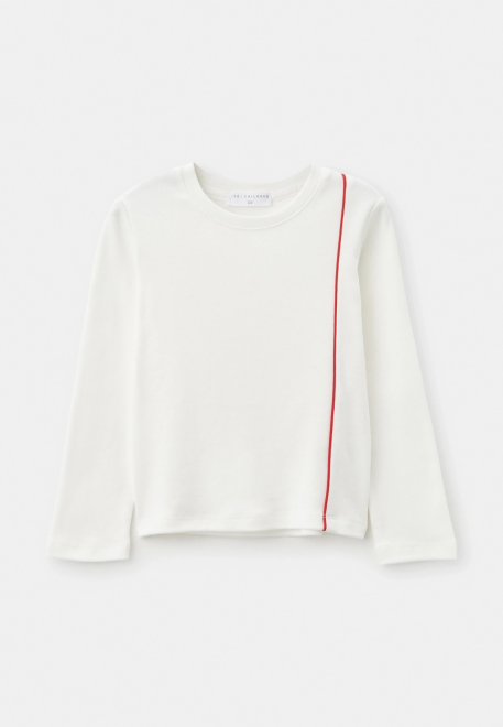 Лонгслив Дио с красным кантом в молочном цвете