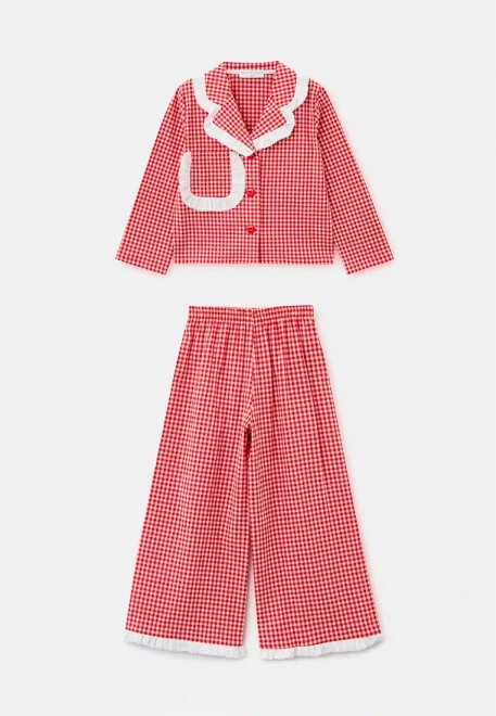 Пижама Йоджи из хлопка в клетку для девочек