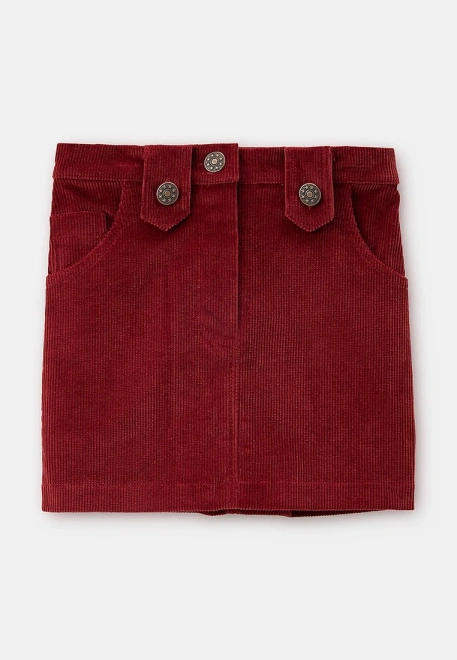 Юбка мини для девочки из вельвета бордового цвета