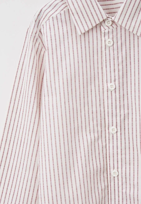 Рубашка из хлопка в тонкую бордовую полоску 