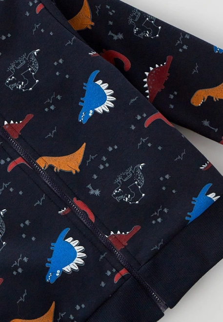 Толстовка на молнии из утепленной ткани с принтом динозаврики