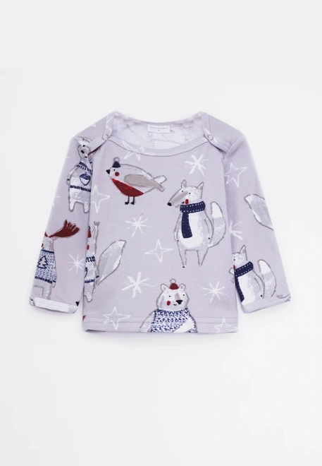 Лонгслив из хлопка с новогодним принтом