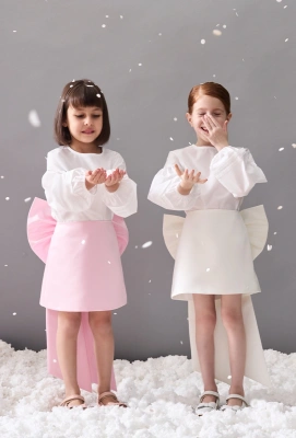 Юбка Бинки из атласа в молочном цвете