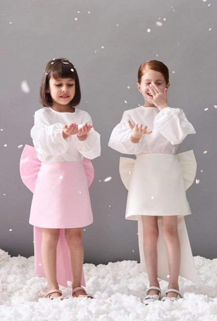 Юбка Бинки из атласа в молочном цвете