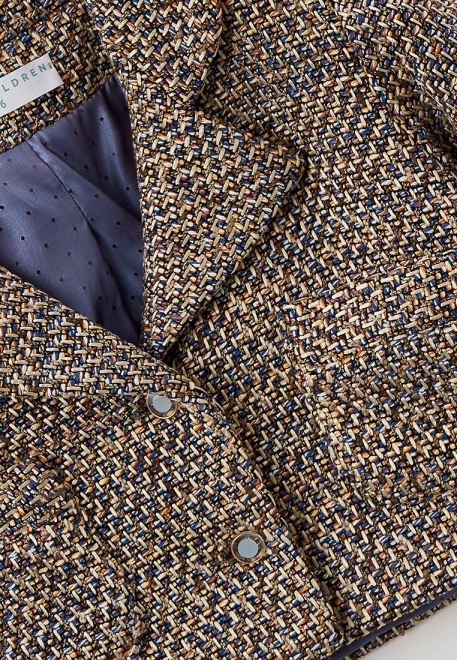 Жакет укороченный из твида с английским воротником