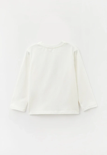 Лонгслив молочного цвета с рисунком енотик с носком