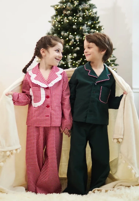 Пижама Джиди из теплого хлопка для мальчиков в темно-зеленом цвете  Пижама Джиди из теплого хлопка для мальчиков в темно-зеленом цвете