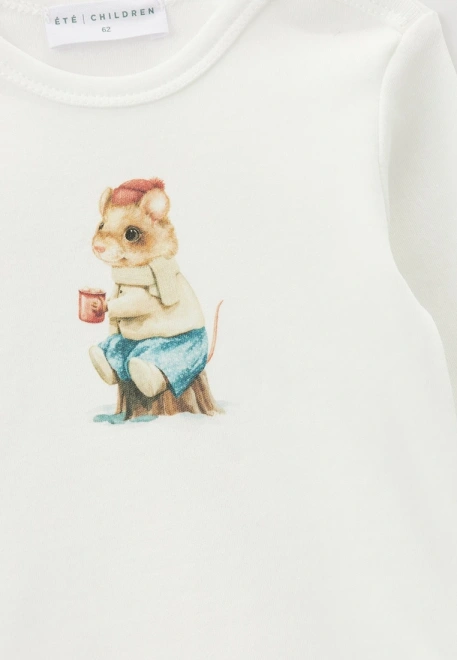 Боди  с длинными рукавами и принтом мышка