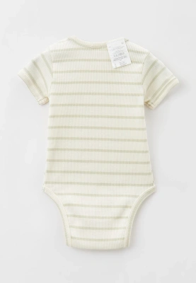 Боди в полоску с короткими рукавами из хлопка в рубчик 