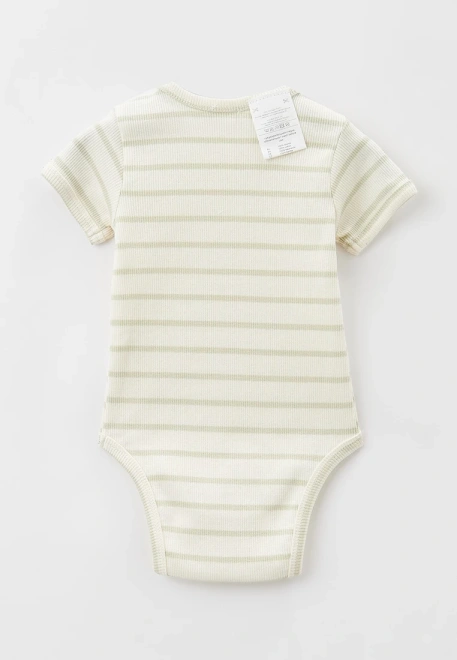 Боди в полоску с короткими рукавами из хлопка в рубчик 