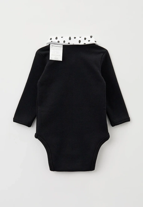 Боди кофта черная с круглым воротником и планкой на кнопках