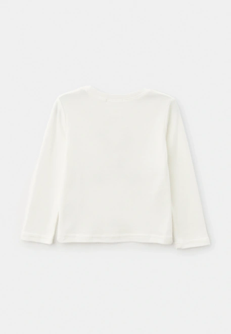 Лонгслив из хлопка с енотиком в молочном цвете
