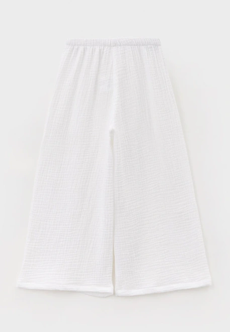 Брюки широкие из белого муслина 