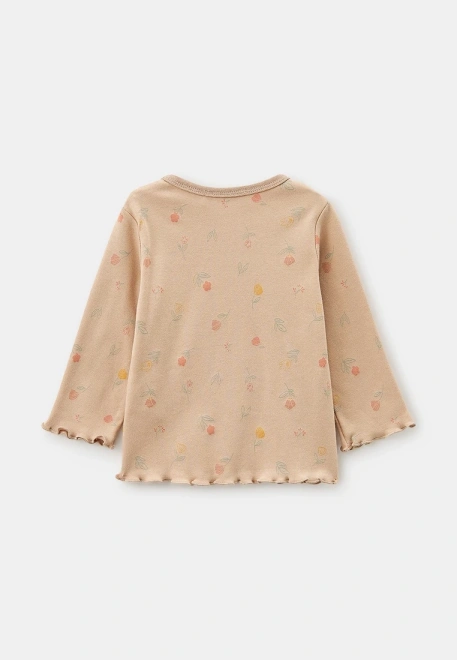 Лонгслив из хлопкового трикотажа с цветочным принтом