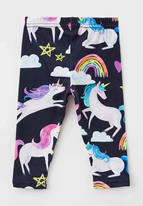 Леггинсы для малышей с ярким принтом единороги на темно-синем