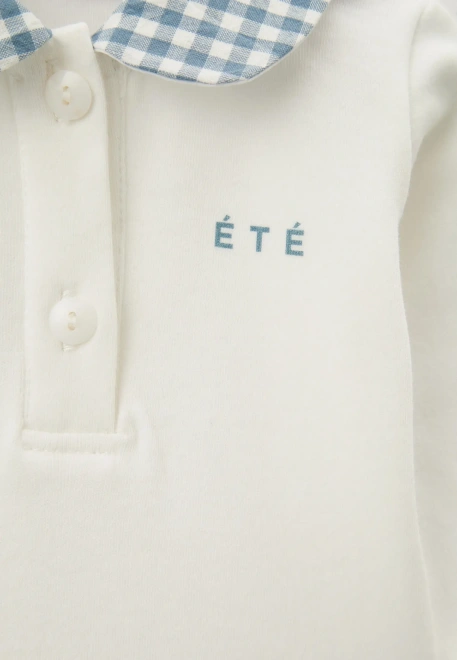 Боди Эш с воротником в молочном и голубом цвете