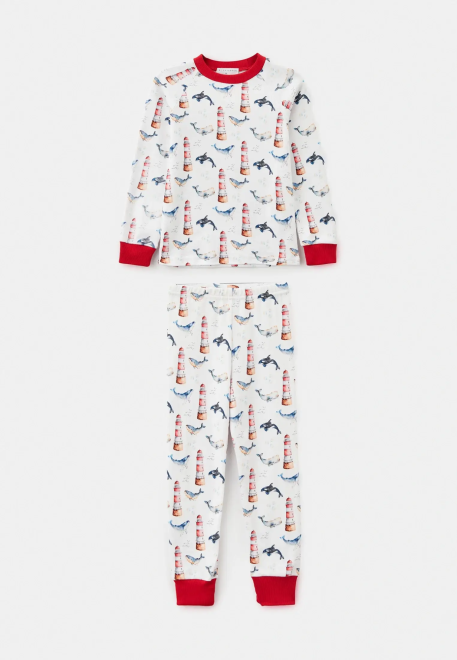 Пижама из трикотажного хлопка на манжетах 