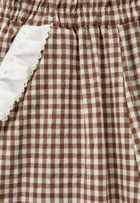 Брюки Моти из хлопка коричневого цвета в белую клетку