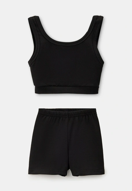 Комплект трикотажный из топа с укороченными шортами