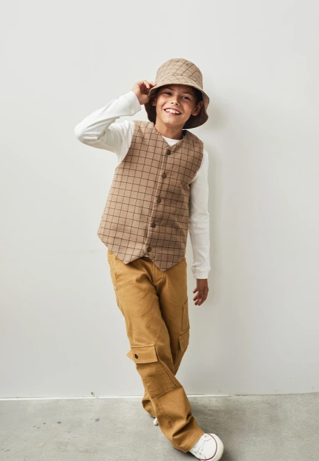 Жилет теплого хлопка в клетку