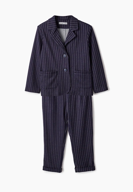Костюм из трикотажа в полоску с укороченным брюками