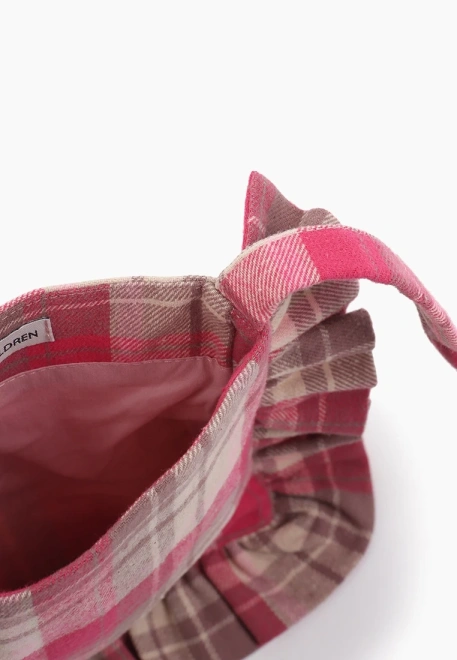 Сумка в розовую клетку из теплого хлопка с длинной ручкой