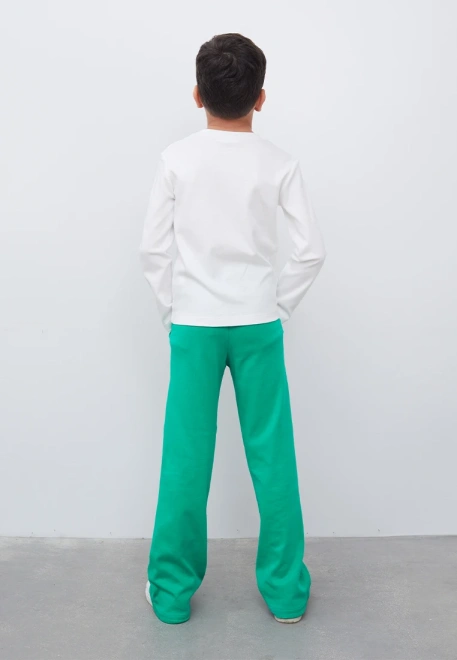 Пижама для мальчика с зелеными брюками из хлопка