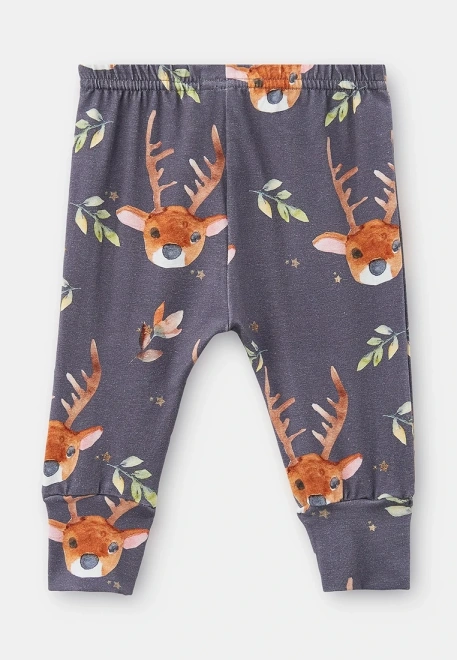 Пижама из трикотажа с принтом олени