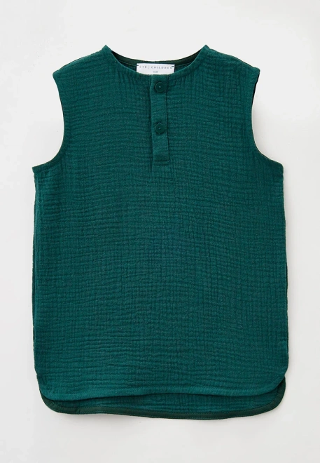 Рубашка без рукавов из муслина с планкой в темно-зеленом цвете