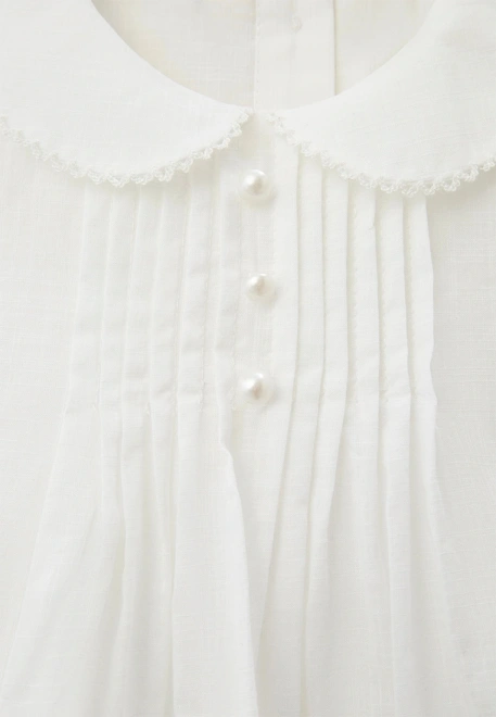 Комплект крестильный из платья, панталон и чепчика в белом цвете