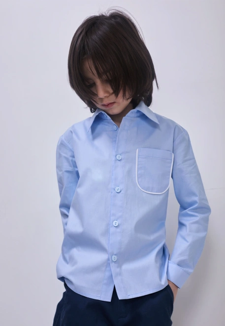 Рубашка Мартан из сатина в голубом цвете