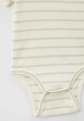 Боди в полоску с короткими рукавами из хлопка в рубчик 