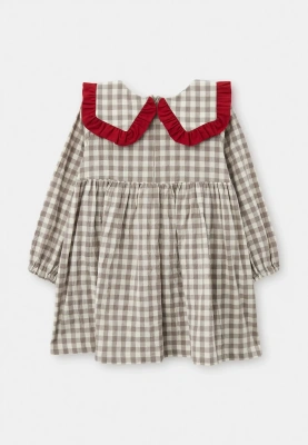 Платье Мона из хлопка в сером и белом цвете